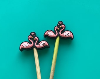 Knitting Needle Point Protectors, Knitting Needle Stoppers Knitting Notions Flamingo Bird Love Animals Mother's Day Gift for Knitters