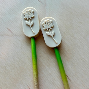 Knitting Needle Point Protectors, Needle Stoppers, Knitting Notions - Realistic Clay Flowers Nature Roses Delicate Dainty Gifts for Knitters