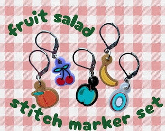 Summer Fruit Salad Stitch Markers Knitting Crochet Notions Retro Vintage Unique Gifts for Knitters Crocheters