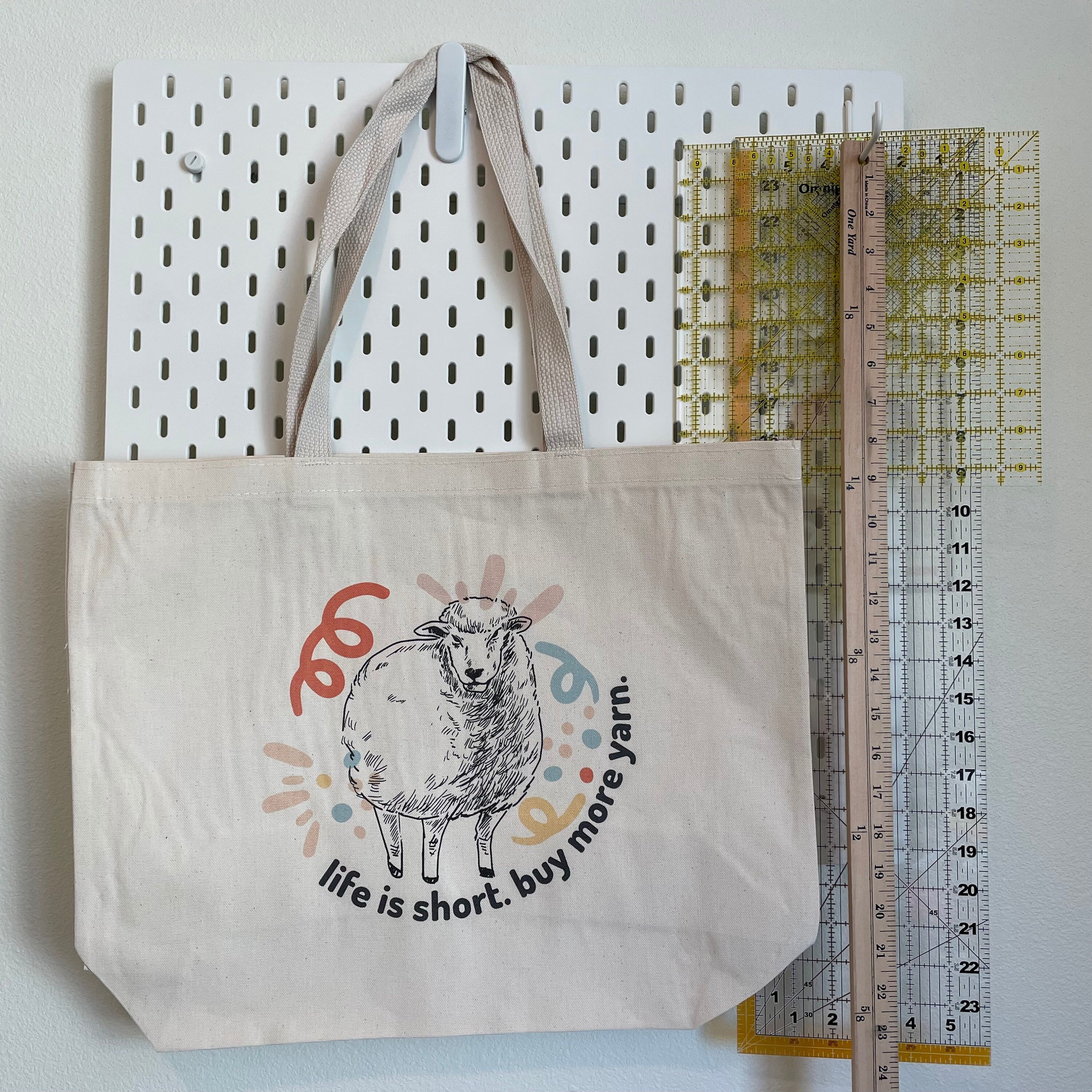 large logo tape tote