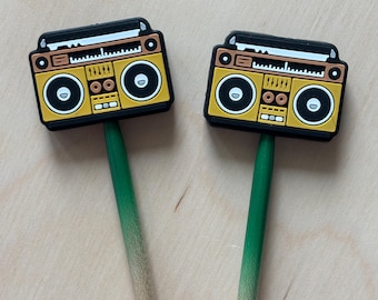 Knitting Needle Point Protectors, Knitting Needle Stoppers Knitting Notions Vintage Retro Boom Box Radio Cassette Music Gift for Knitters