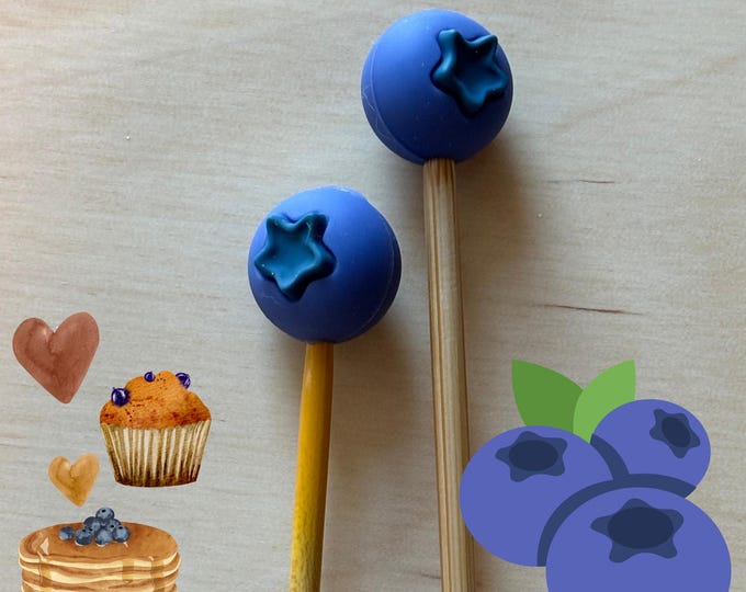 Knitting Needle Point Protectors, Knitting Needle Stoppers, Knitting Notions - Blueberry Fruit Food Summer Unique Picnic Cottagecore Gifts