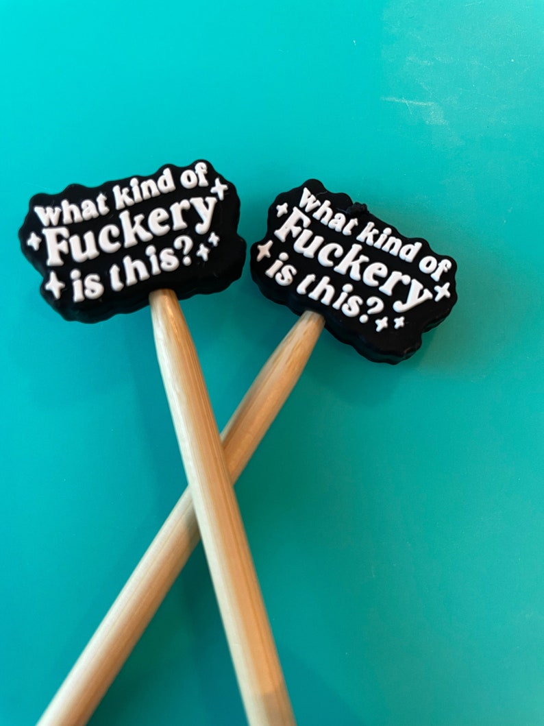 Knitting Needle Point Protectors, Knitting Needle Stoppers, Knitting Notions Funny Saying F Bomb Cursing Swearing Gifts for Knitters What kind of