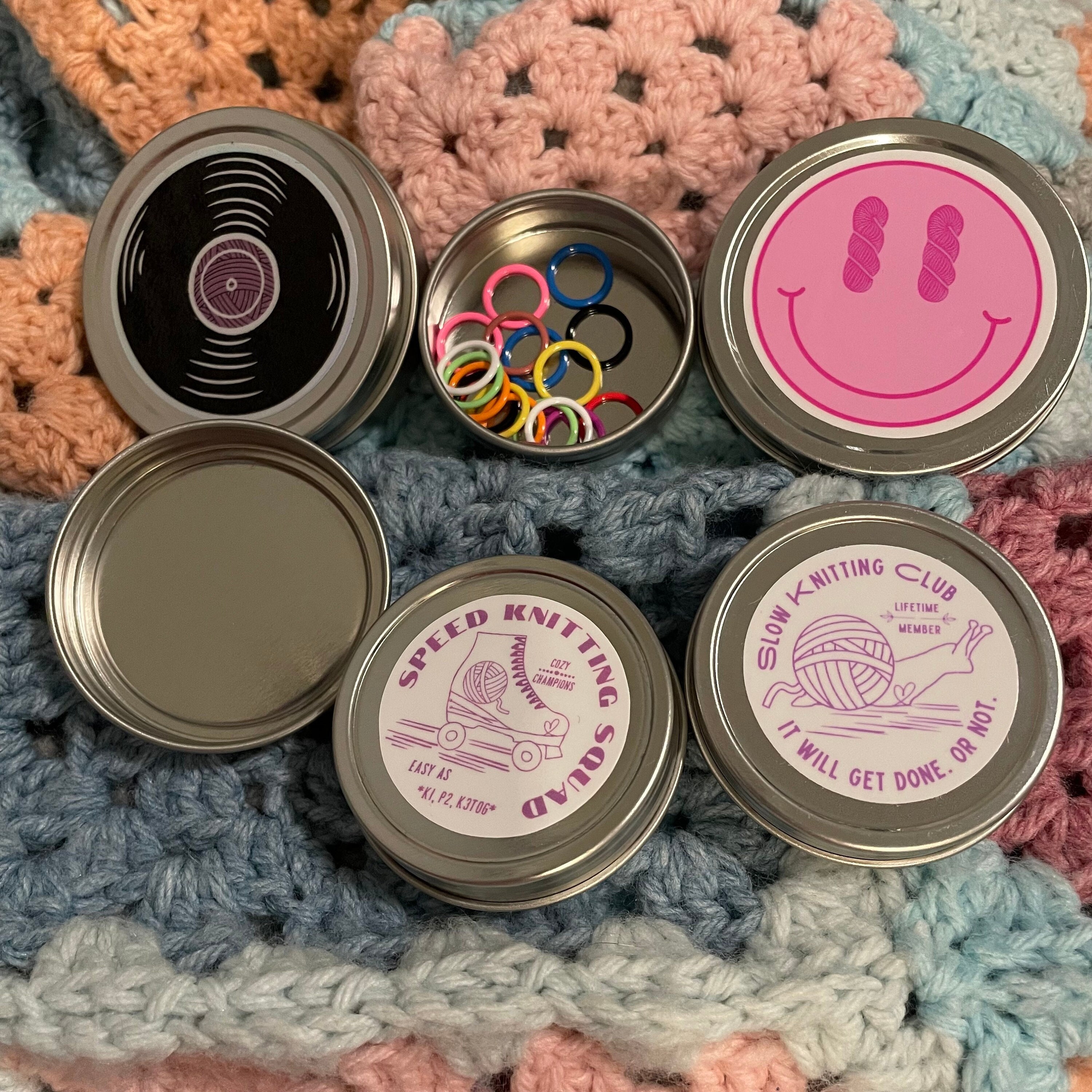 Pink Sassy Knitters Tool Tin, Travel Knitting Notions for Your