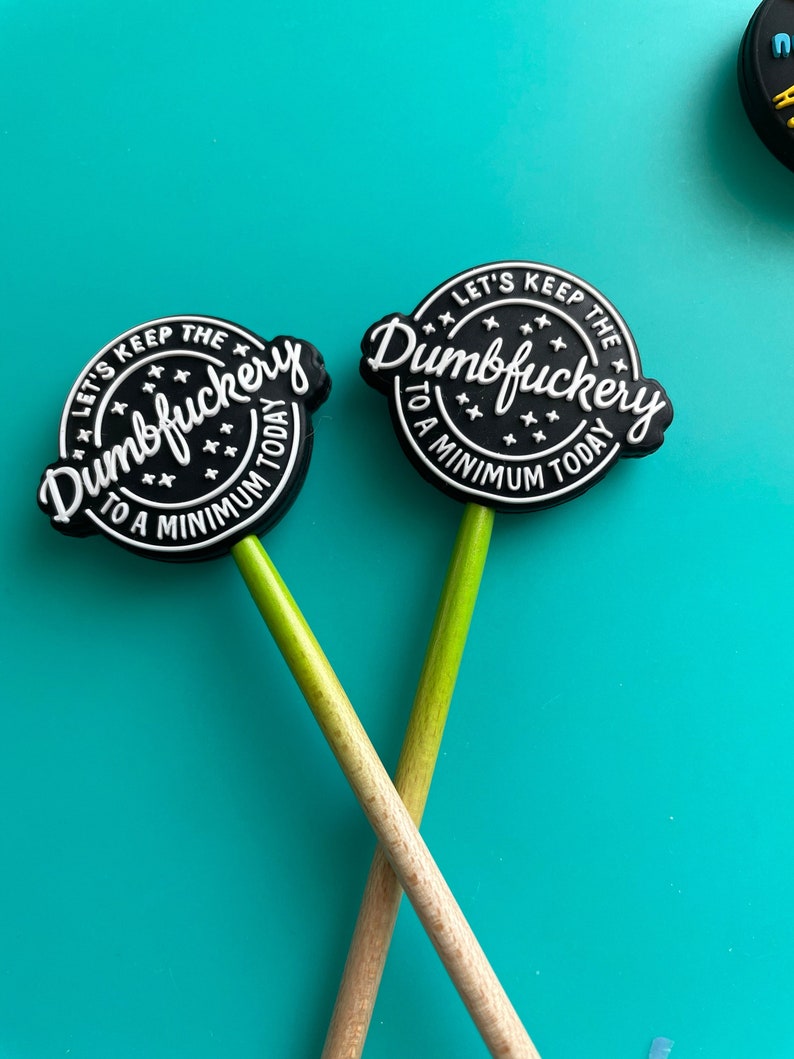 Knitting Needle Point Protectors, Knitting Needle Stoppers, Knitting Notions Funny Saying F Bomb Cursing Swearing Gifts for Knitters Let's keep the