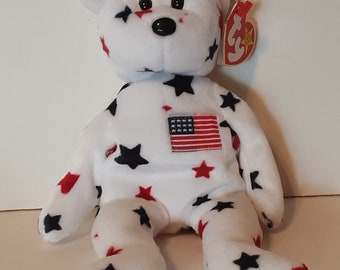 how to clean large white july 4th beanie baby