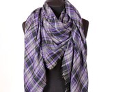 Scarf Unisex Cotton shawl Pareo Plaid scarf Beach Coverup Dreads cover up Square plaid Cozy soft checkered shawl Viscose scarf wrap shawl