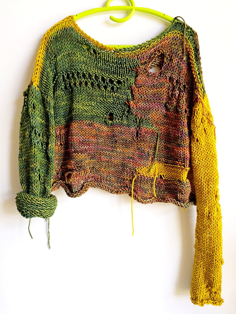 Grunge knit sweater Distressed top Oversized loose fit Etsy