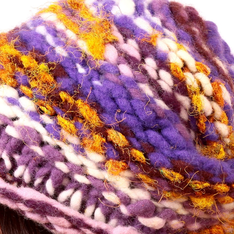 Slouchy beanie Unisex OOAK hat Art yarn hat Handknit felted winter hat Chunky hand-spoon art yarn Beanie Unisex hat Wool silk ORIGINAL HAT