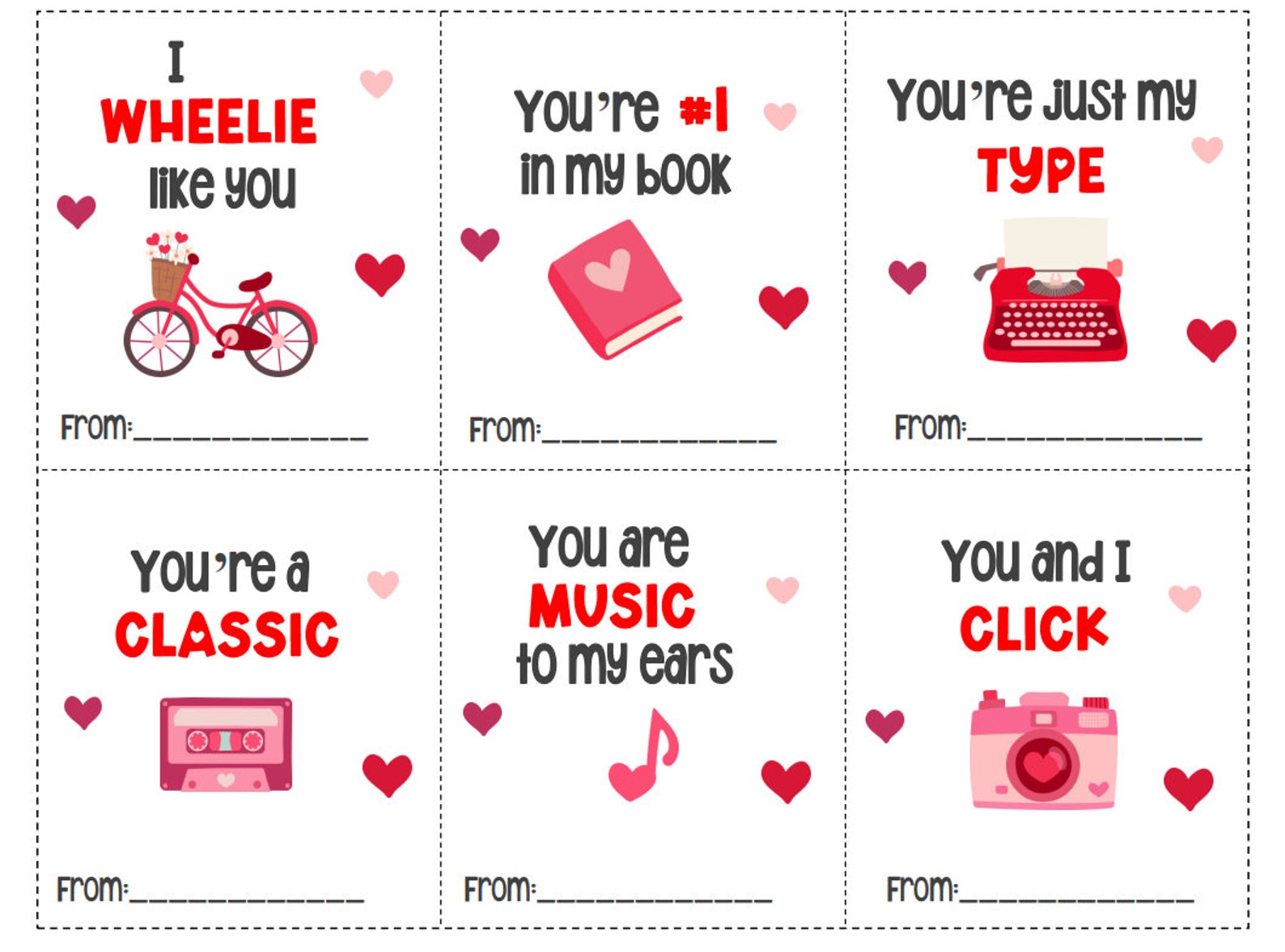 Printable Pun and Funny Valentine's Day Cards for Kids, Classroom ...