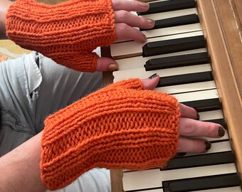 Hand-Knitted Adult Unisex Fingerless Gloves