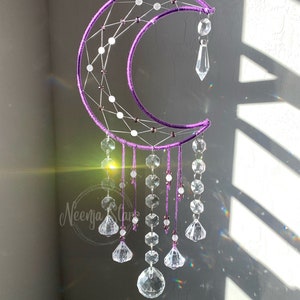 GLOW in the Dark Moon Crystal Dreamcatcher Suncatcher