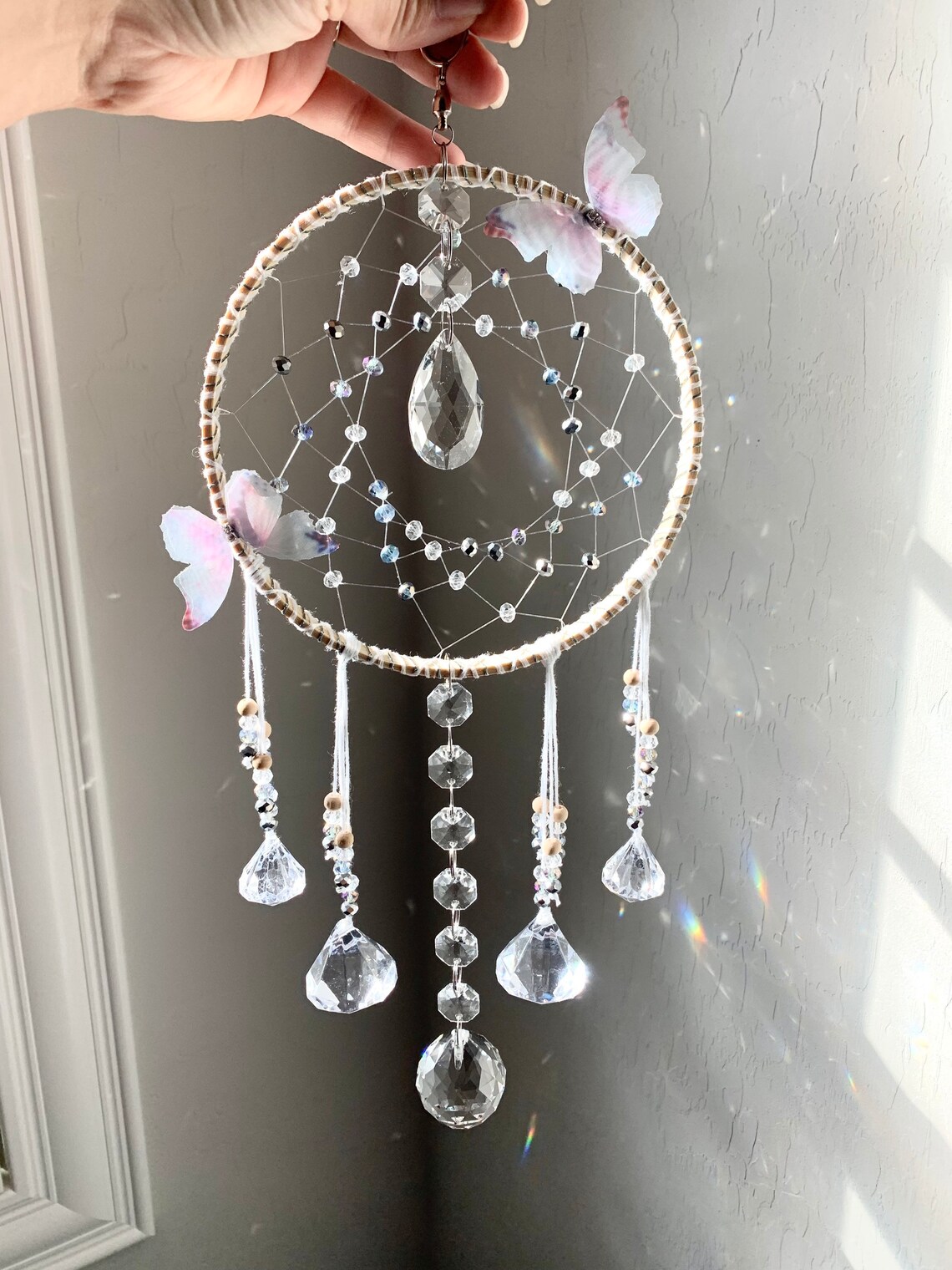 Custom Butterfly Suncatcher Dreamcatcher Glass Crystal and Etsy