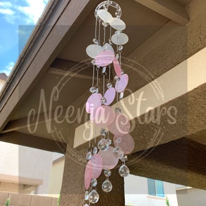 Capiz Shell Spiral Crystal Mobile Wind Chime Suncatcher