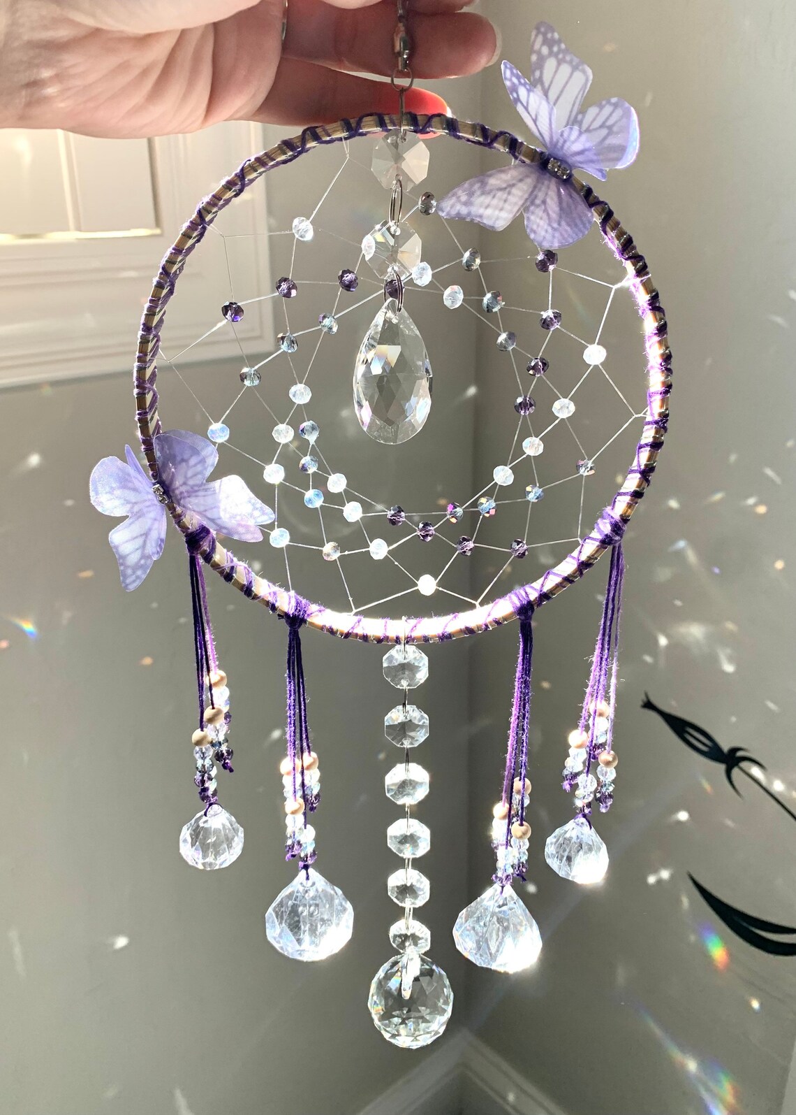 Custom Butterfly Suncatcher Dreamcatcher Glass Crystal and Etsy