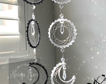 Triple Moon Goddess Crystal Suncatcher Dreamcatcher