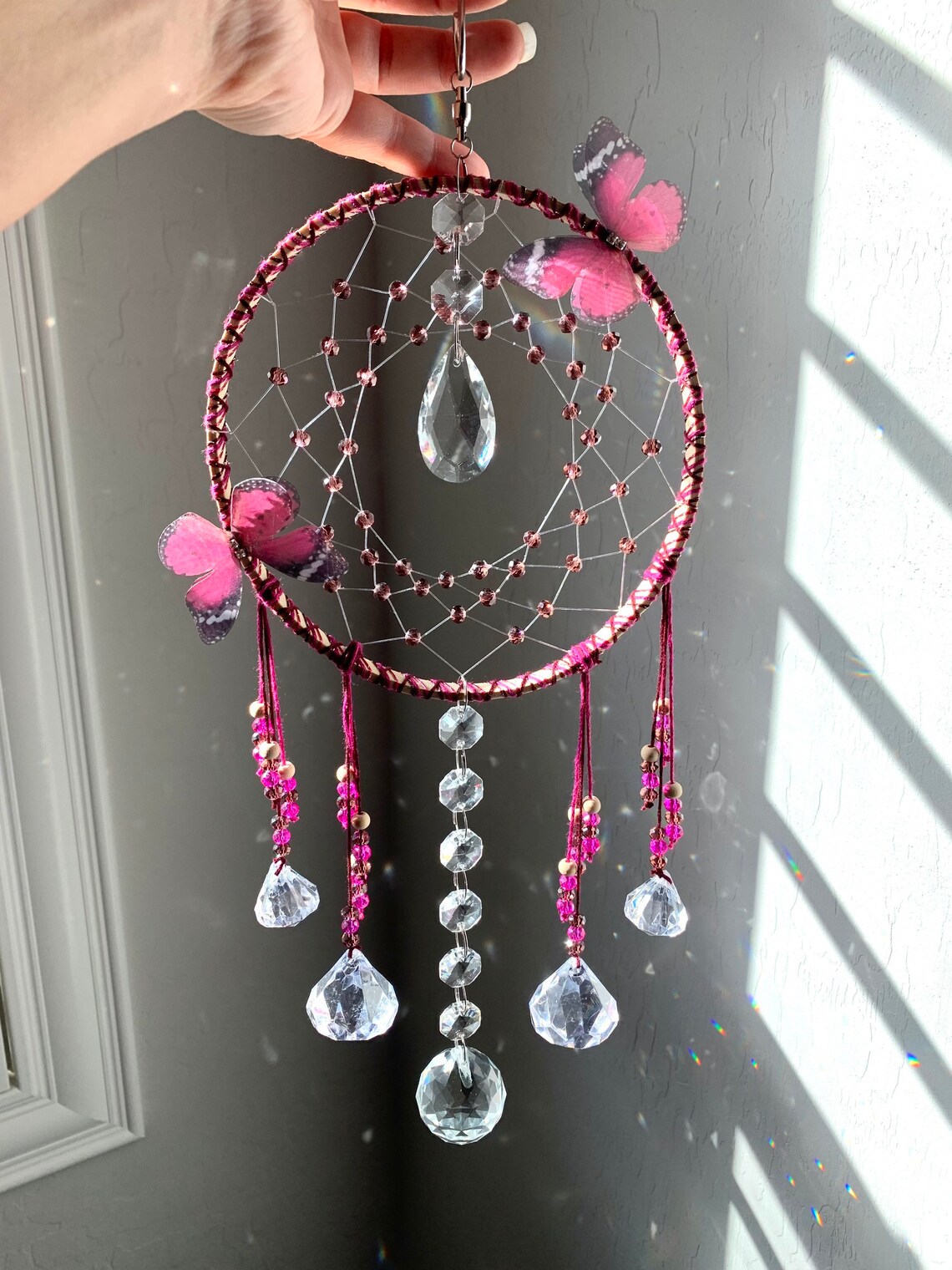 Custom Butterfly Suncatcher Dreamcatcher Glass Crystal and Etsy