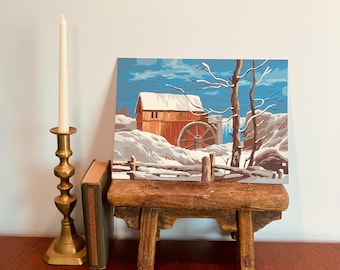 Vintage Paint By Number Winter Water Mill