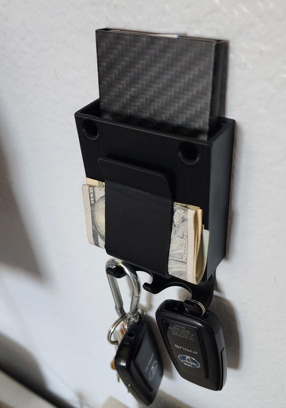 Portafogli, chiavi, fermasoldi, gancio da parete, organizer