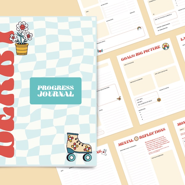 Roller Derby Progress Journal – Printable digital download – Practice log, progress tracker