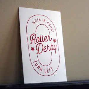 Wall Art Print - Roller Derby Track - 5x7 - Sla linksaf - Small Roller Derby Poster Cadeau voor vrouw derby skater