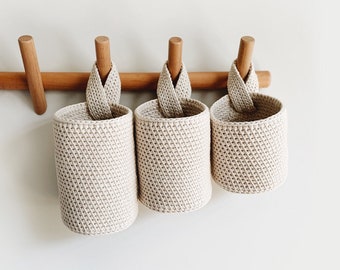 CROCHET PATTERN ⨯ Basket, Hanging, Home Decor, Container ⨯ The Pendan Baskets