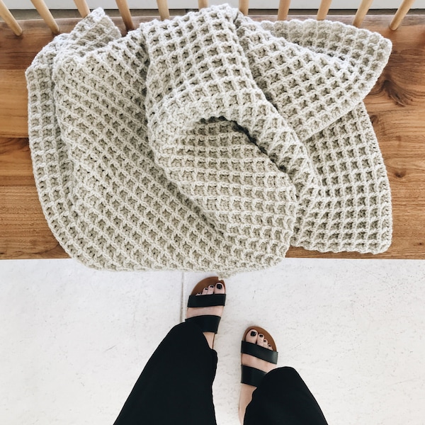 CROCHET PATTERN ⨯ Blanket, Afghan, Throw ⨯ Waffle Texture  ⨯ The Poze