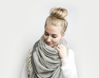 Blanket Scarf, Infinity Scarf, Tassel, Oversized ⨯ The Carrefour ⨯ in Black