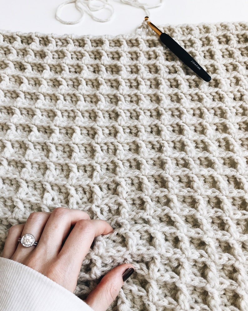 CROCHET PATTERN Blanket Afghan Throw Waffle Texture