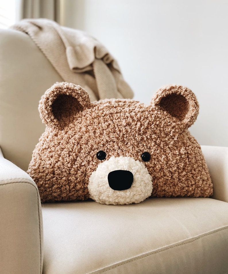 CROCHET PATTERN Bear Pillow Nursery, toddler, child, decor image 1