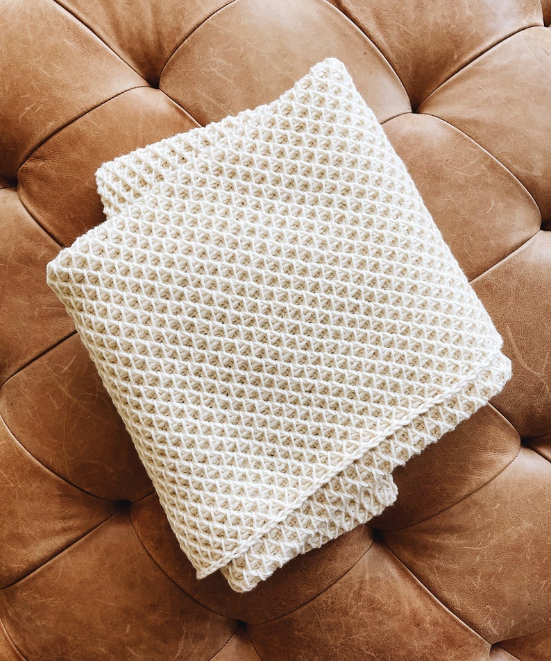 CROCHET PATTERN Blanket, Honeycomb Afghan Throw The Bourdon image 4