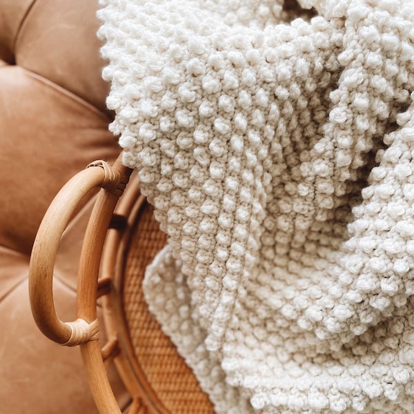 CROCHET PATTERN ⨯ Blanket, Bobble Picot Afghan Throw ⨯ The Chèn