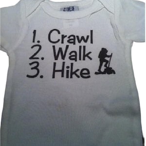 hiking baby onesie ® - infant one piece bodysuit - shower gift for hikers - boy girl clothes clothing - crawl walk hike