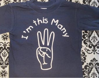 Camiseta de aniversário de 3 anos, camiseta para crianças de 3 anos, camiseta infantil para meninos e meninas.