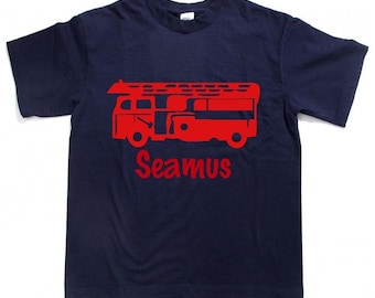 Personalized Firetruck Birthday Boy Shirt: Custom Toddler Kids Youth T-Shirt