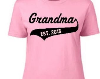 Grandma Established T-Shirt Any Year Name Grandparent Women's Ladies Shirt