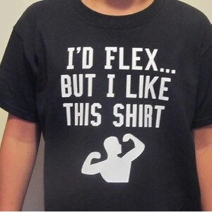 Lustige Jungen Kinder Jugend Kleinkind Muskel-Shirt I'd Flex Gym Übung Tee T-Shirt