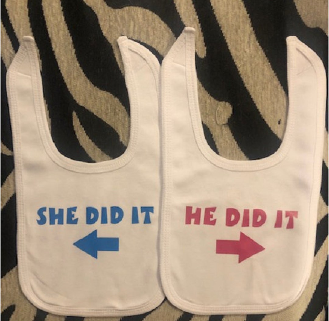 Twin Baby Bibs He She Did It Twin Baby Boy Girl Bib Set Etsy