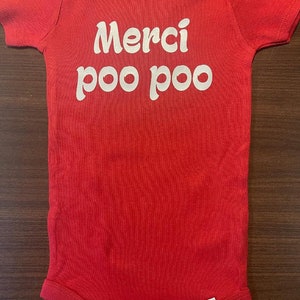 Funny French &#39;Merci Poo Poo&#39; Baby Onesie® - Infant Humor Bodysuit One Piece