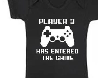 Player 3 Has Entered the Game Baby Onesie ®- Video Game Pregnancy Announcement