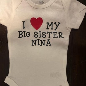 personalisiert Baby Body für die große Schwester ® - benutzerdefinierte Säugling ein Stück - Geschwister Name Bodysuit - Duschgeschenk - Kleidung Kleidung