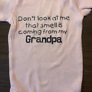 Funny Grandpa Baby Onesie ® &quot;Don&#39;t Look At Me&quot; Grandparent Infant Bodysuit