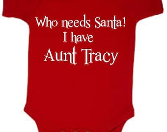 Santa baby boy clothes - infant santa outfit -  aunt Christmas baby -  personalized Christmas infant clothing - Christmas creeper