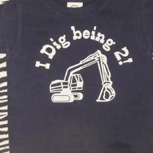 Excavator 2nd Birthday Boy Shirt I Dig Being Two age 2 Toddler Tee T-Shirt