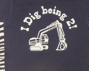 Camiseta infantil de 2 anos para menino, camiseta para aniversário de 2 anos, "I Dig Being Two"