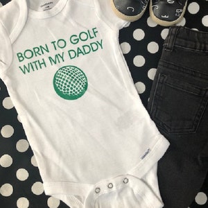golfing baby onesie  ® - daddy golfs - future golfer infant one piece - boy girl shower gift clothes