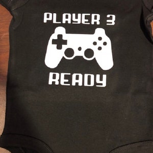 personalized player 3 baby onesie ® - custom video game infant one piece - future gamer bodysuit - boy girl shower gift