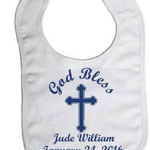 Personalized Christening Bib: God Bless Custom Baptism Clothes Clothing Gift