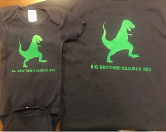 matching brother dinosaur shirts - big brother little brother dinosaur t-shirts - dinosaur shirt set - big little brother t-rex shirts