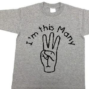 Troisième chemise pour les 3 ans - t-shirt j'ai 3 ans - vêtements pour 3 ans - t-shirt 3 ans - t-shirts pour enfants de trois ans - tout-petits garçons filles